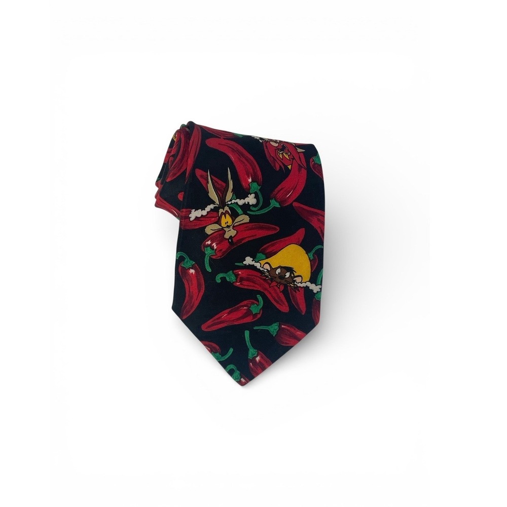 Vintage Looney Tunes Mania Pepper‎ Overload Novelty Tie 90s Cartoon Mens